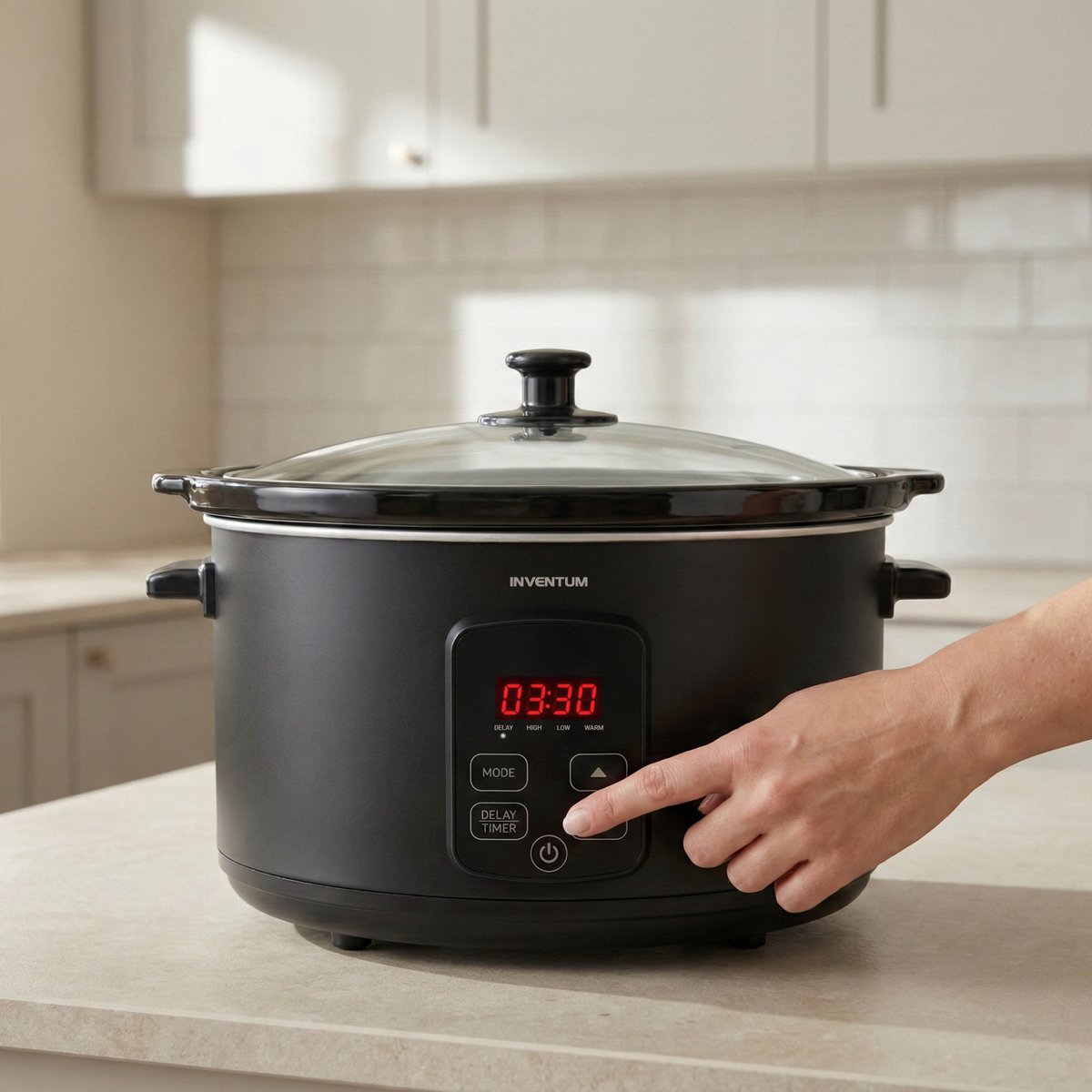 Inventum SC601B Slowcooker - 6 L - Warmhoudfunctie - Keramische Binnenpan - PFAS-vrij - Zwart – foto 4