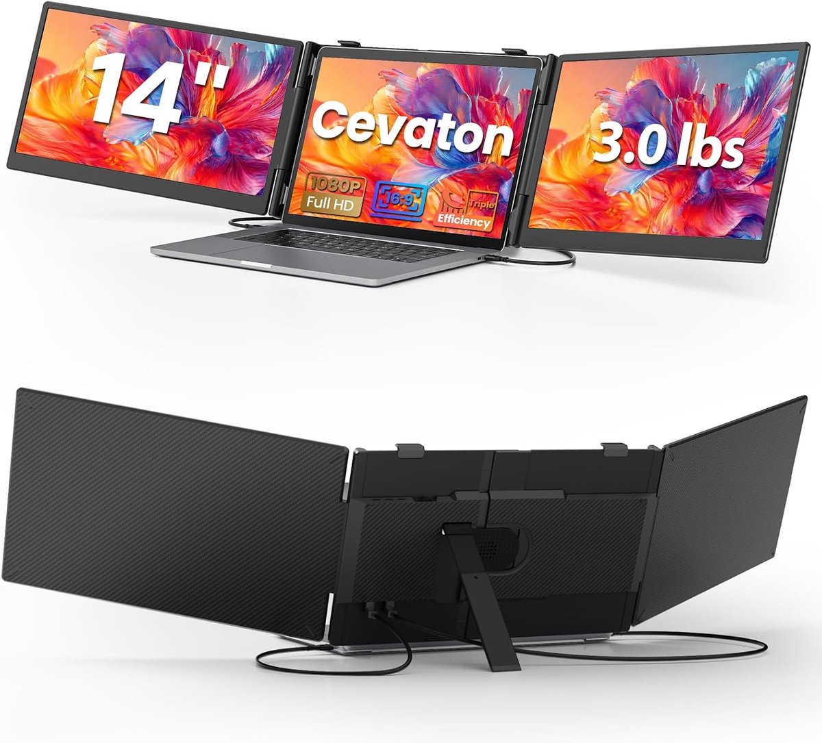 SnelShoppen - 14" Draagbare Laptop Schermuitbreiding, Lichtgewicht Monitor, Plug & Play Voor 13-17,3" Laptops, MacOS/Windows/Android, Ideaal Voor Thui