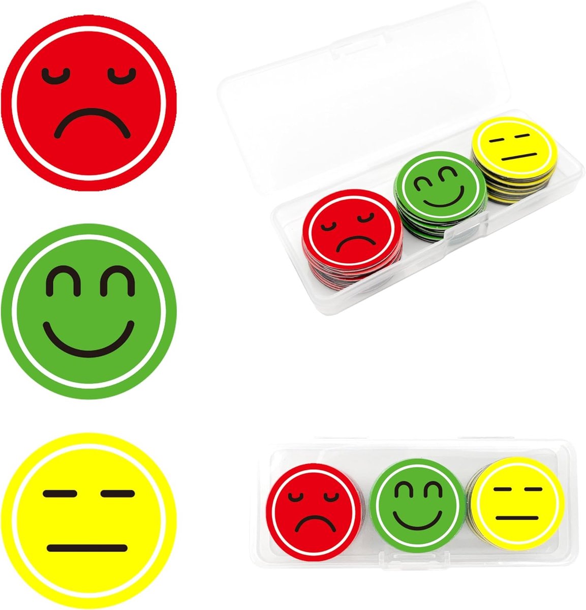 Magneten, beloningsbord, beloningsbord voor kinderen, goede magnetische aantrekkingskracht, met PP-doos, stemming, koelkastbord, kantoorcadeau, 2,5 cm