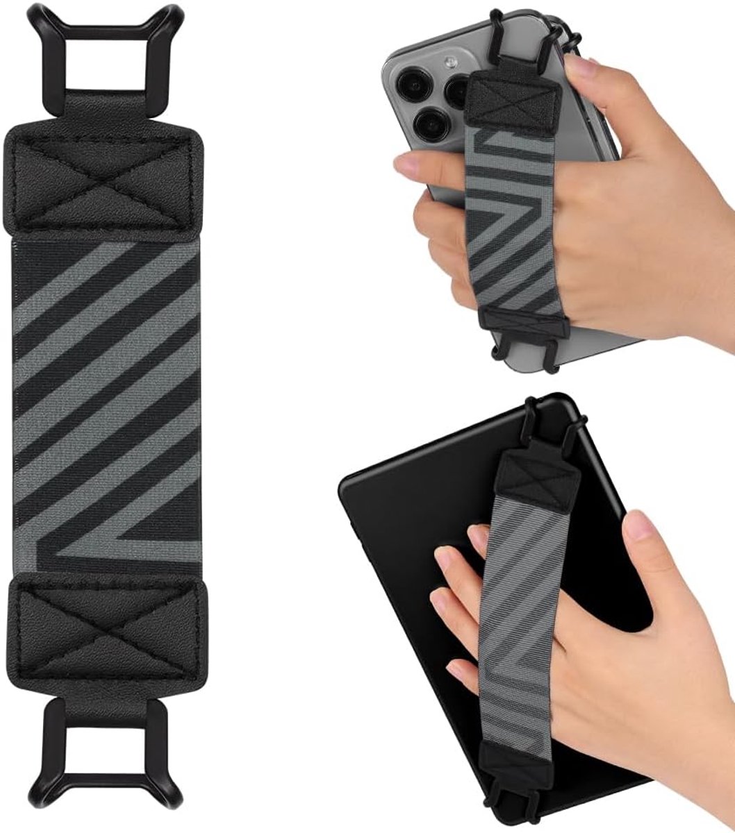 Handriem voor e-readers Fire tablet, 1 stuks, draagbare elastische bevestigingsband voor tablets, vingerhouder, voor kinderen/tablets/Kobo/Voyaga/i-Pad/Sam-Sung-zwart