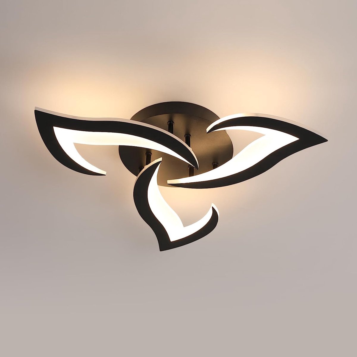 Riserva LED Plafondlamp Modern - 36W 4000lm - Zwart - 3000K Warm Wit - Design Plafondlamp 3-Lichts - voor Woonkamer, Slaapkamer en Keuken