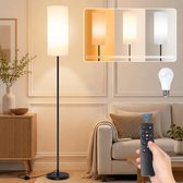 MUPOO Landelijke vloerlamp- Hoeklamp Ruimtebesparend - Minimalist Staande Lamp met Linnen Kap173cm - Inclusief Lamp - Voetschakelaar - -Ideaal voor Woonkamer & Kantoor