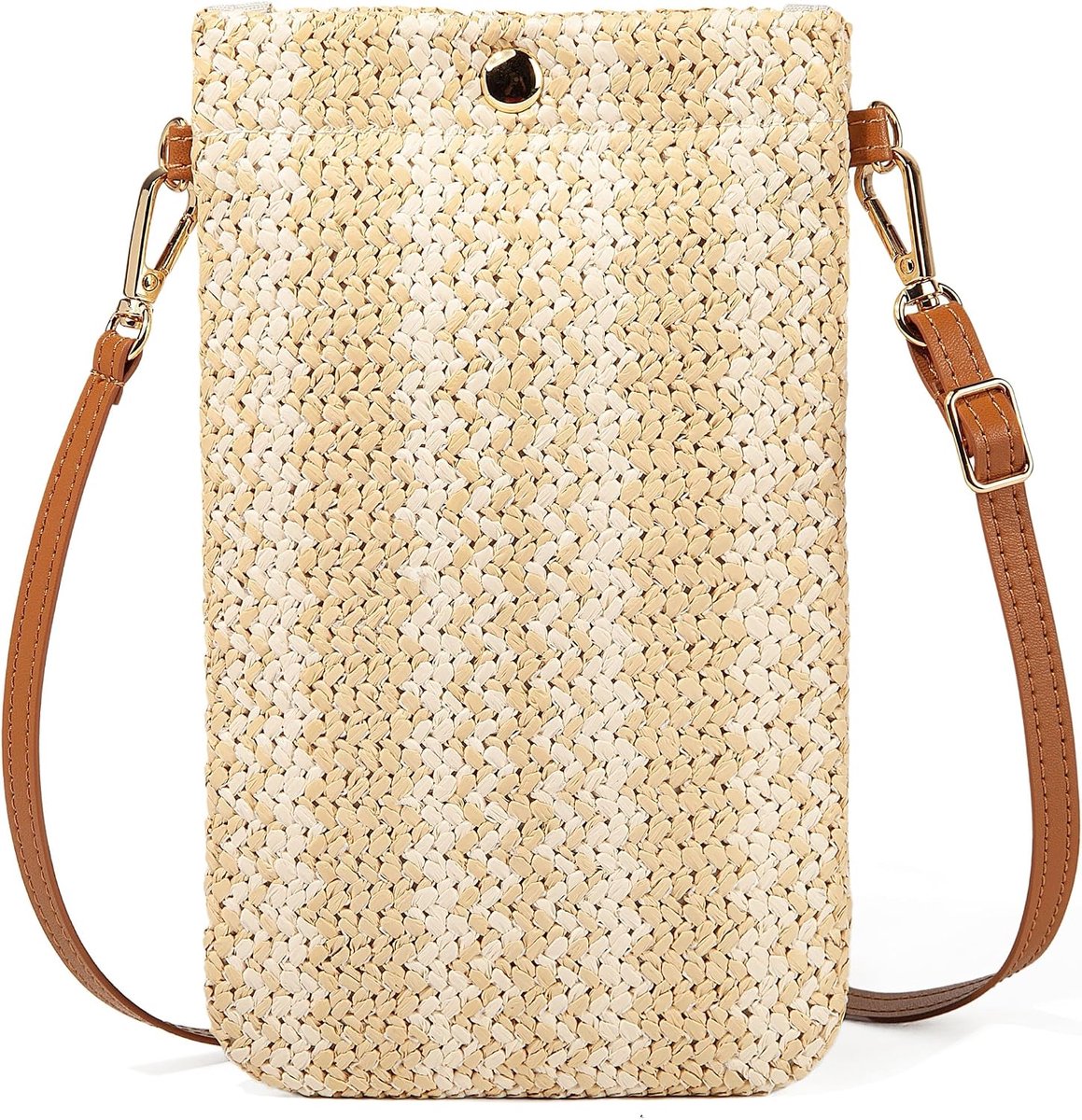 Small Crossbody Women Mobile Phone Wallet Bag With Adjustable Shoulder Strap, Crossbody Shoulder Straw Bag, Wallet - ShopVlot