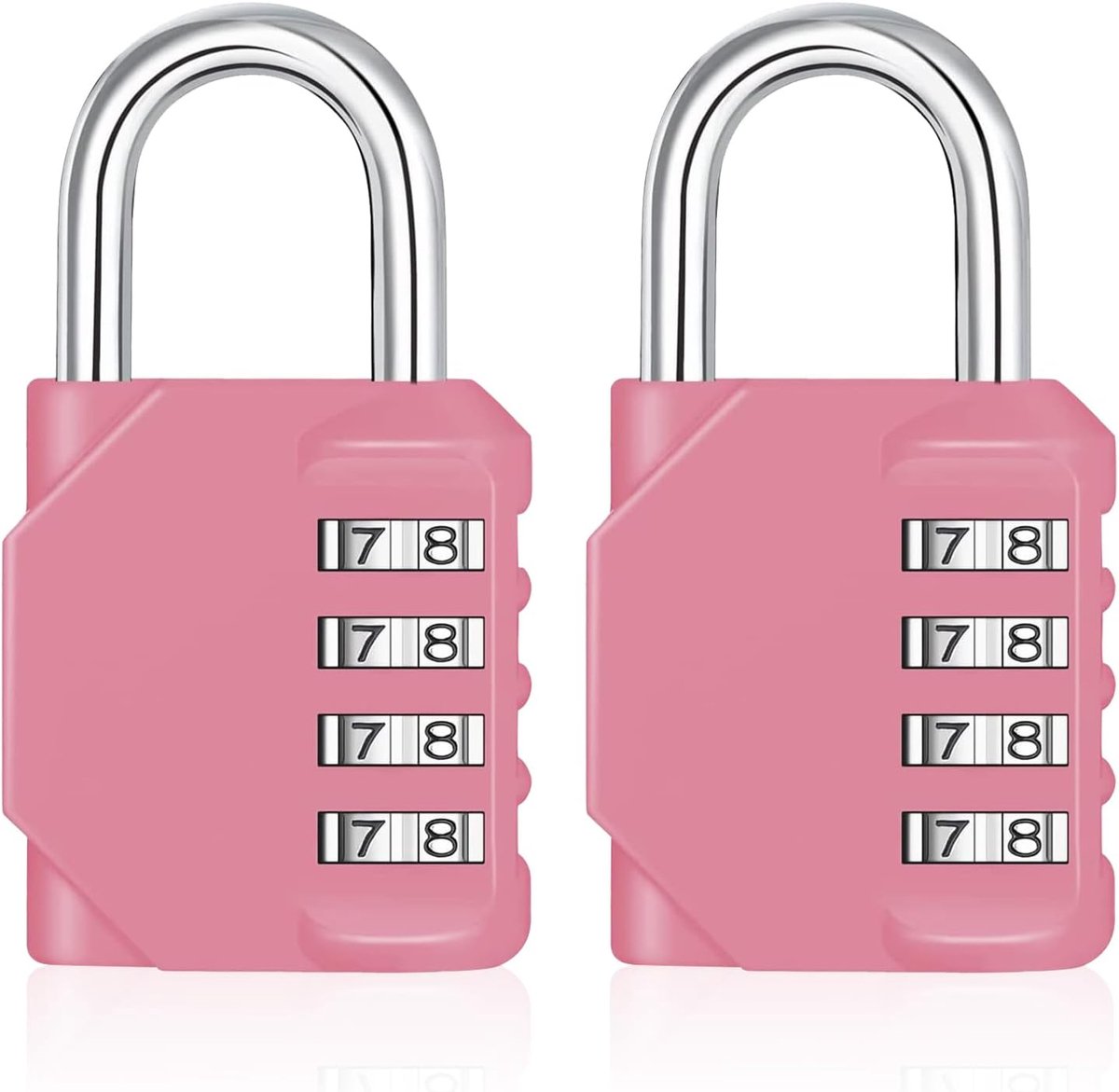 Combinatieslot, Cijferhangslot voor de sportschool (2 stuks, roze) | Cijferslot met 4-cijfercode, kastslot, hangslot, cijfers, weerbestendig, geschikt voor tuinhekken, Deuren, garages
