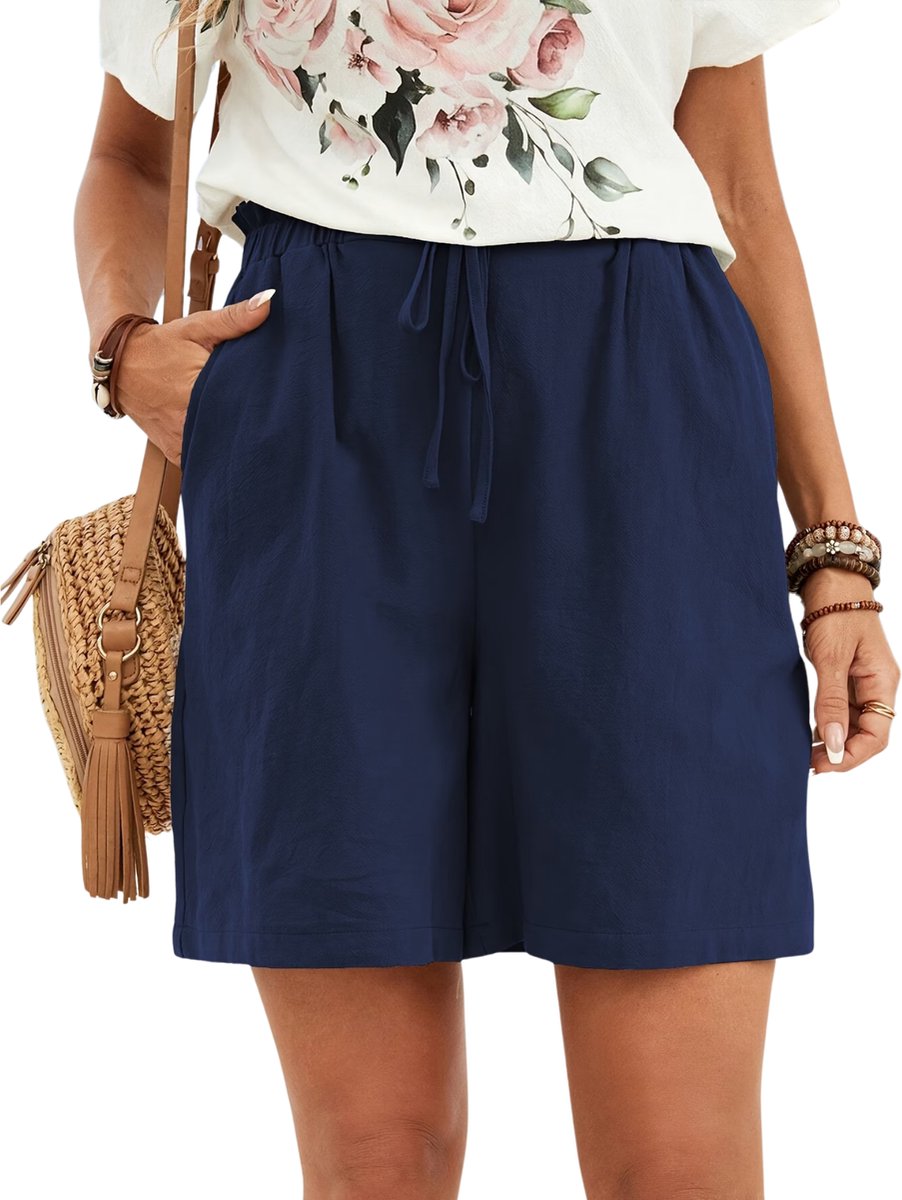 Currero Korte Broek Dames Spijkerbroek Met Zakken Strandbroek Bermuda Volwassenen Meisjes Shorts Blauw
