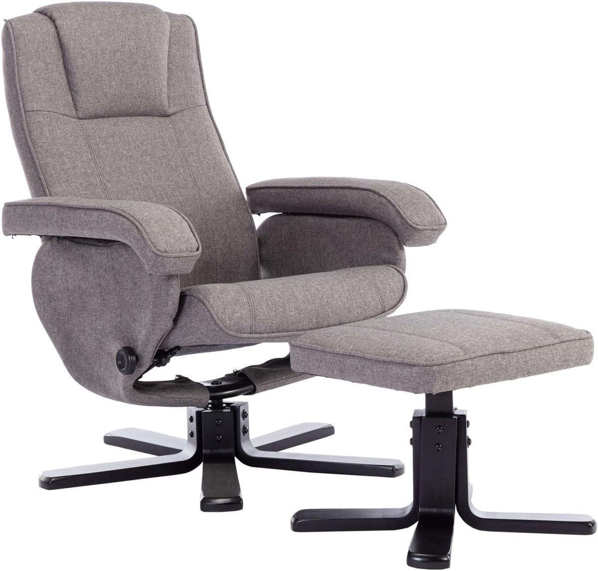 Charles relaxstoel, kruk, stoel, televisiestoel, draaistoel, polyester, hout, grijs