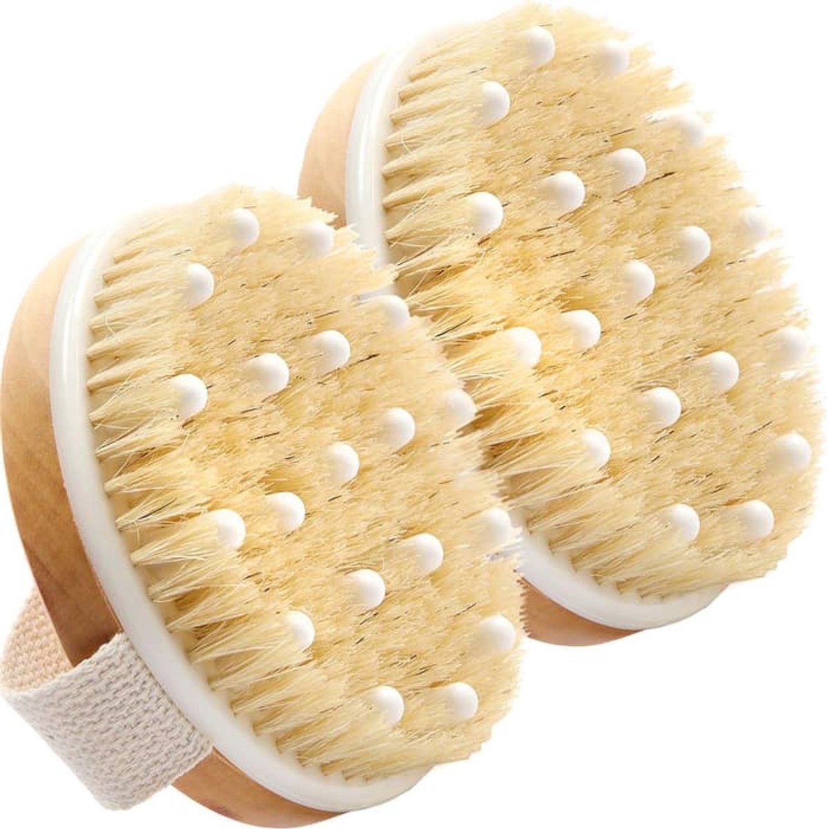 Droogborstel - Anti-cellulitisborstel - Lichaamsborstel - Bevordert de bloedsomloop - (2-delige set) Droogborstel voor het verwijderen van cellulitis, het bevorderen van lymfedrainage en exfoliatie