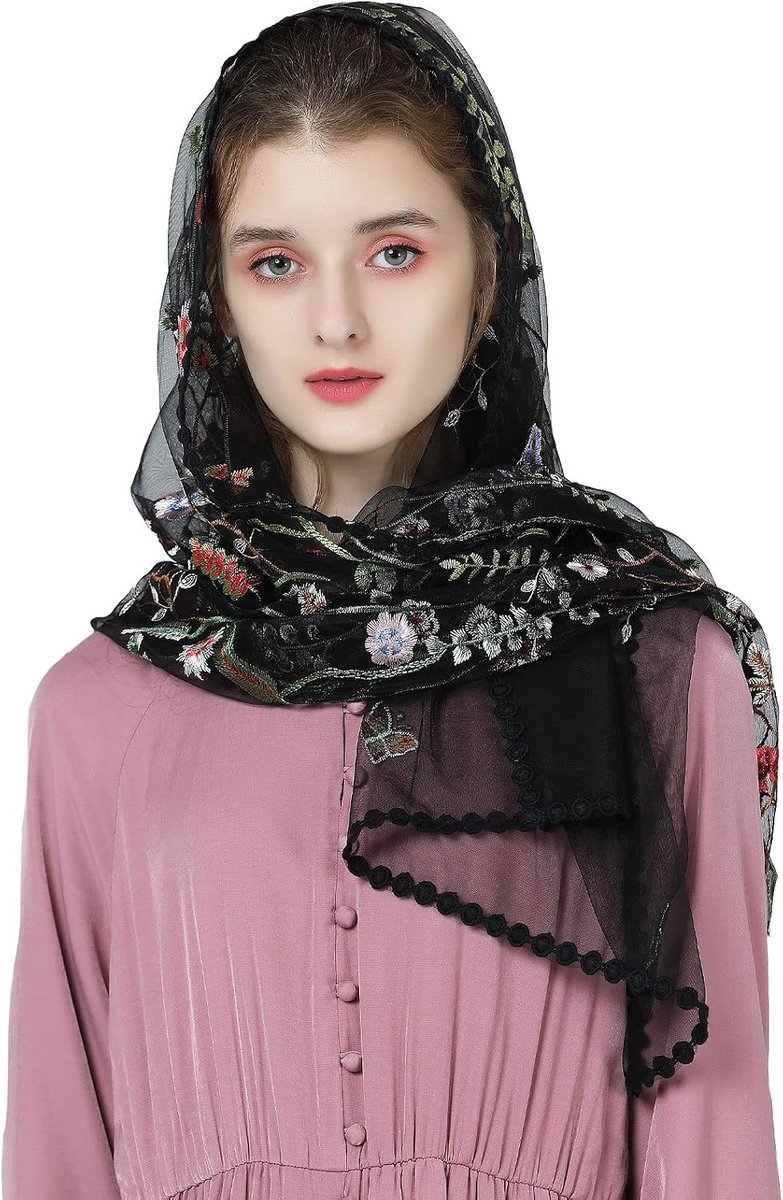 Mantilla kanten sluier katholieke sjaal stola hoofddoek voor dames kerk kerk beurs kapel bruid V118
