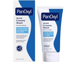 PanOxyl Acne Creamy Wash 4% Benzoyl Peroxide – Dagelijkse Gezichts- & Body Wash voor Acne, Puistjes, Mee-eters en Verstopte Poriën
