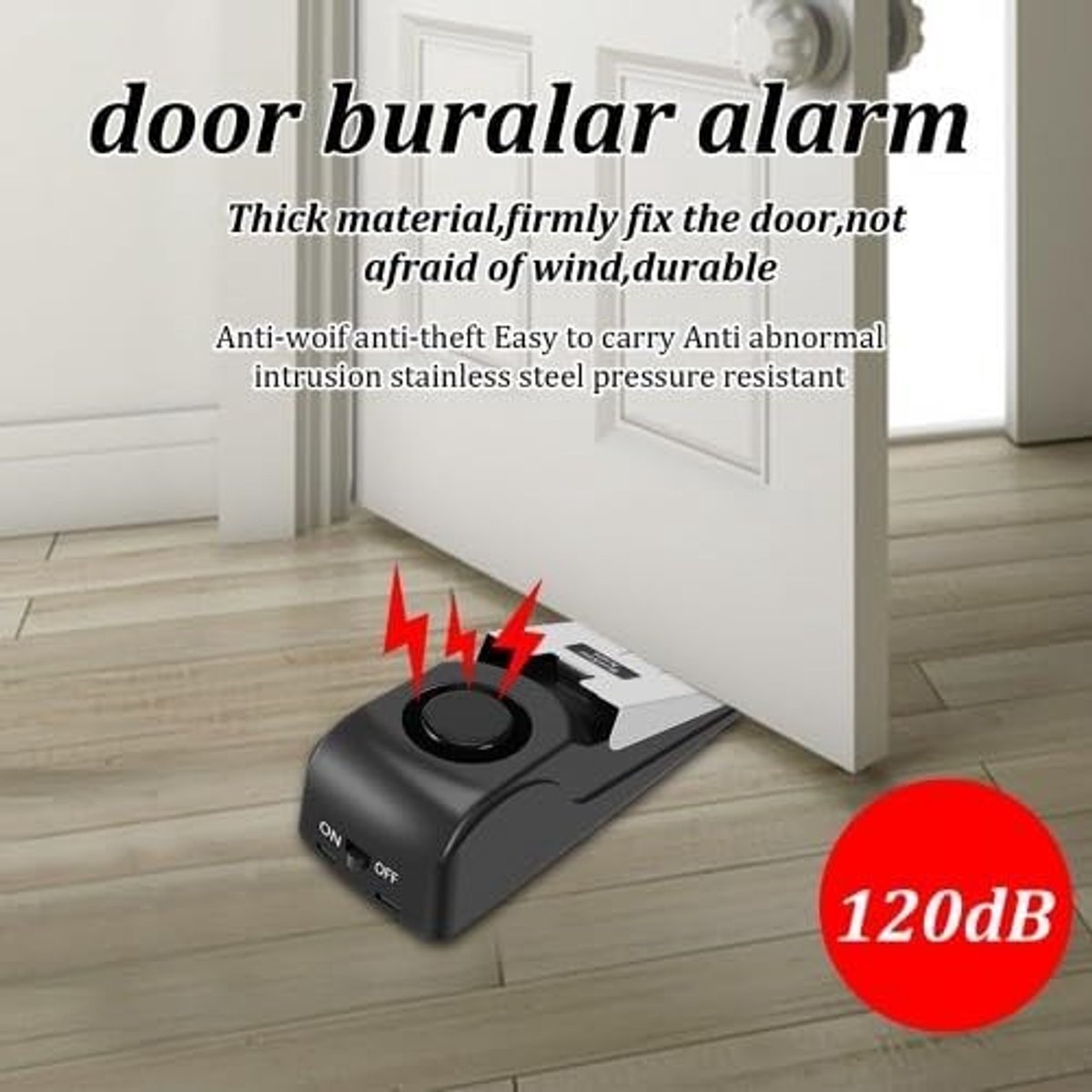 Set van 2 Deurstop Detectors met 120DB Sirene en Draagbare Deurslot voor Thuis en Reizen, Veiligheidsstopper met Antislip Rubber voor Optimale Beveiliging