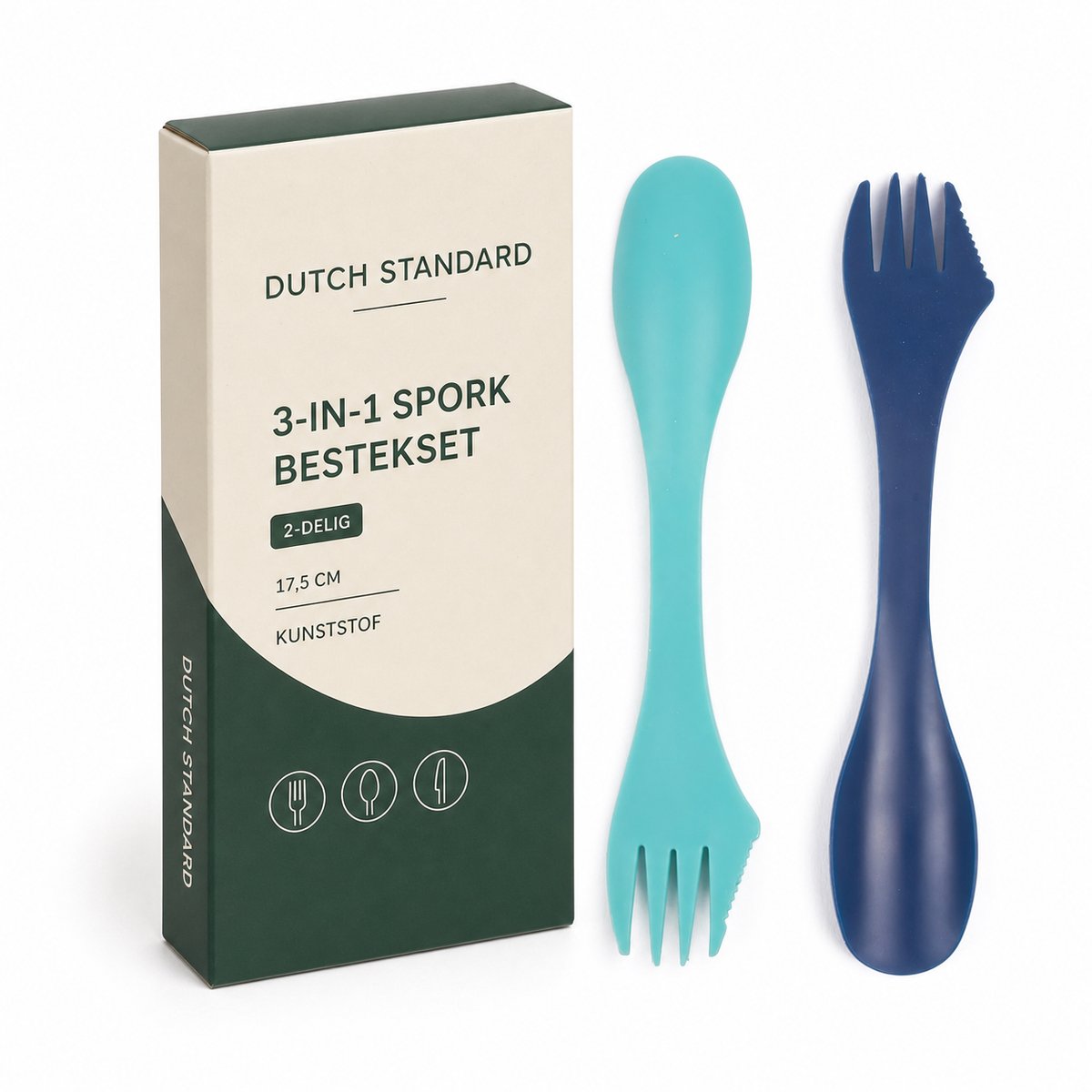Dutch Standard 3-in-1 Spork Bestekset - 2-delig - Kunststof - 17,5 cm