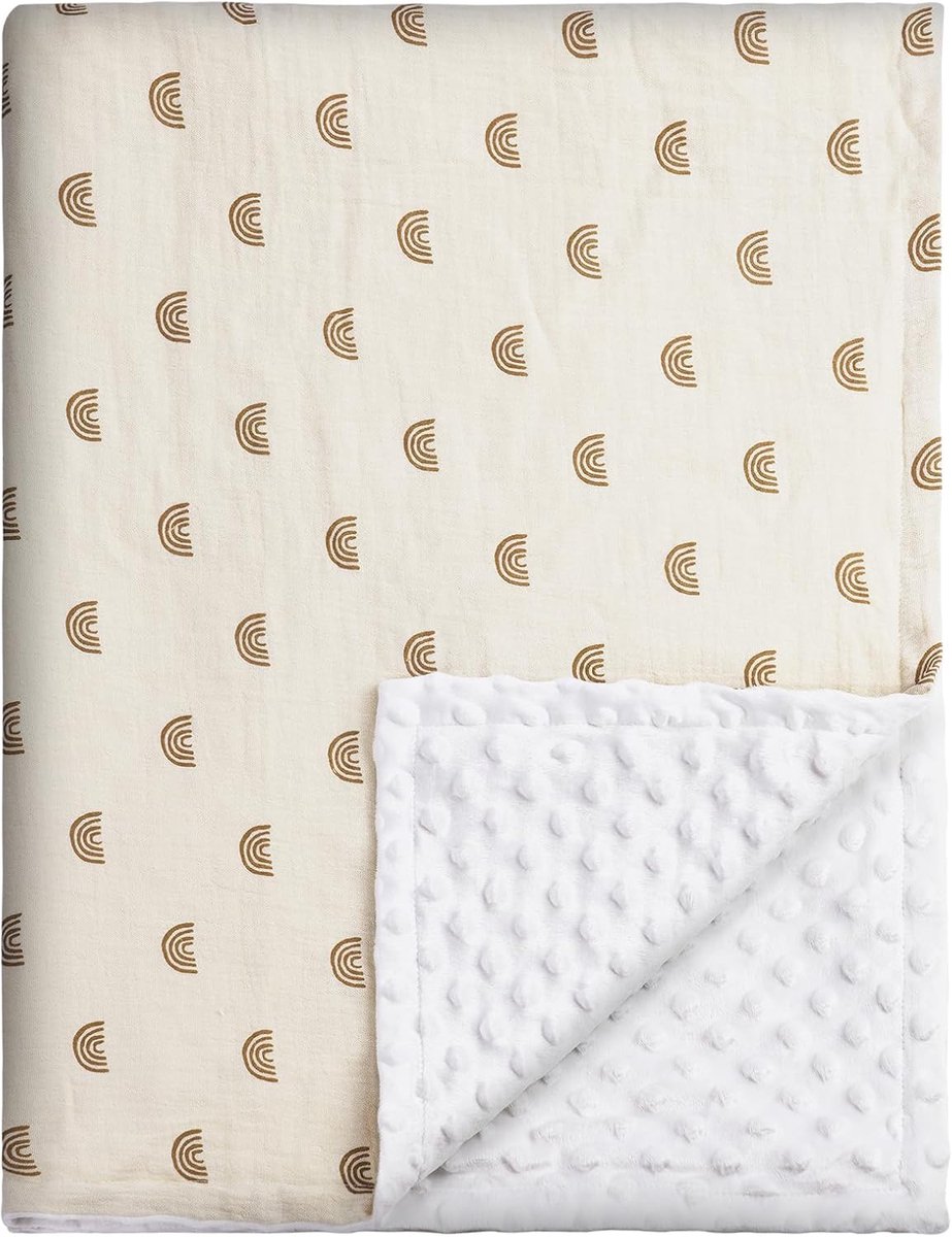 SnelShoppen - Babydeken Katoenen Mousseline Slaapdeken 75 x 100 cm Zacht Ademend voor Pasgeborenen Peutertjes Meisjes Jongens - Regenboog Knuffeldeken