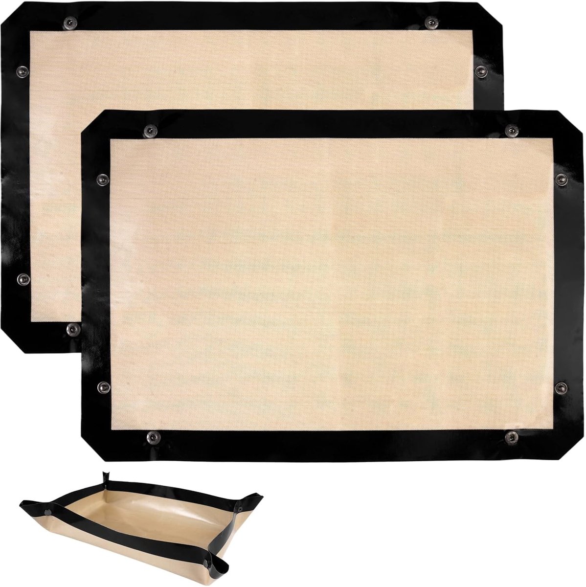 SnelShoppen - 2 Stuks Silikon Backmatte 42 x 29,5 cm | Rechteckige Silikon Bakmat met Sluiting, BPA-Vrij, Ideaal voor Het Uitrollen van Deeg, Bakken v