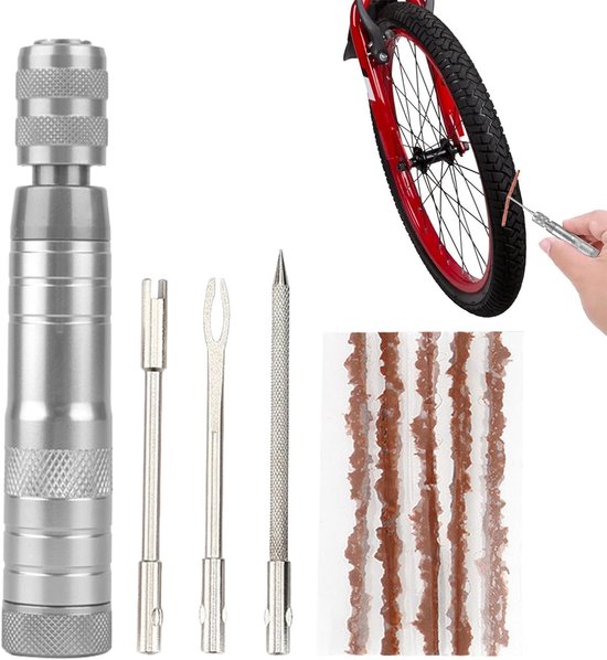 Banden reparatieset - Fiets gereedschap - Onderweg repareren - Compact ontwerp - 11 cm lengte - Zilver — afbeelding 5