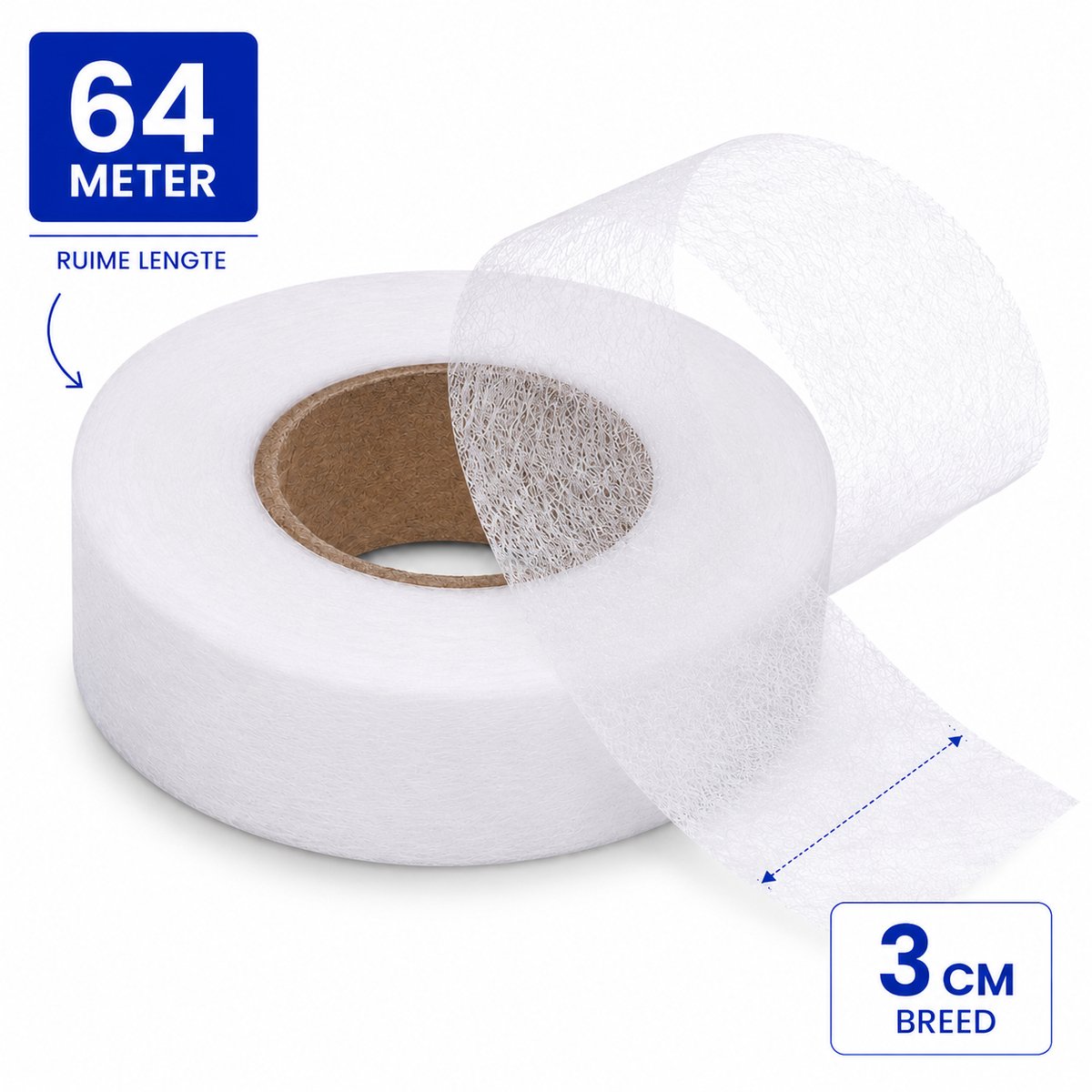 Consumerce® Zelfklevende Instrijkbare Zoomband Tape - 3cm x 64m - Broeken Inkorten - Instrijkbaar Zoom Band - Strijkband - Gordijn - Gordijnen - Gordijnband - Kantenband - Strijken - Naaien