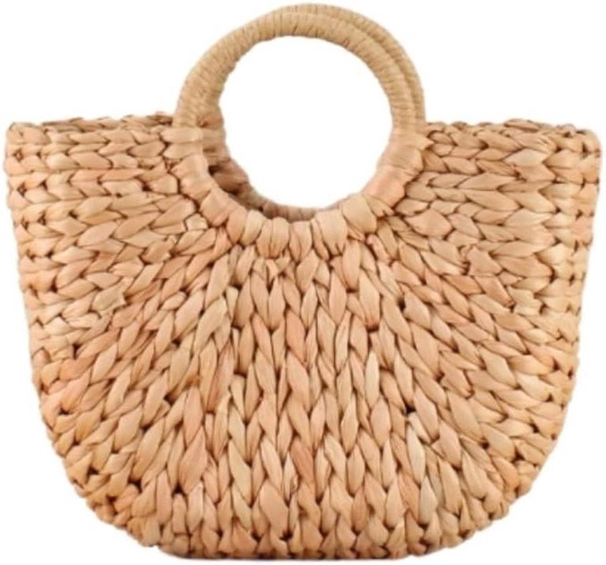 Rieten Draagtas - Stro Zomertas - Strand en Reizen - Handgeweven Natuurlijk - 37x35x15 cm - Natuurlijk