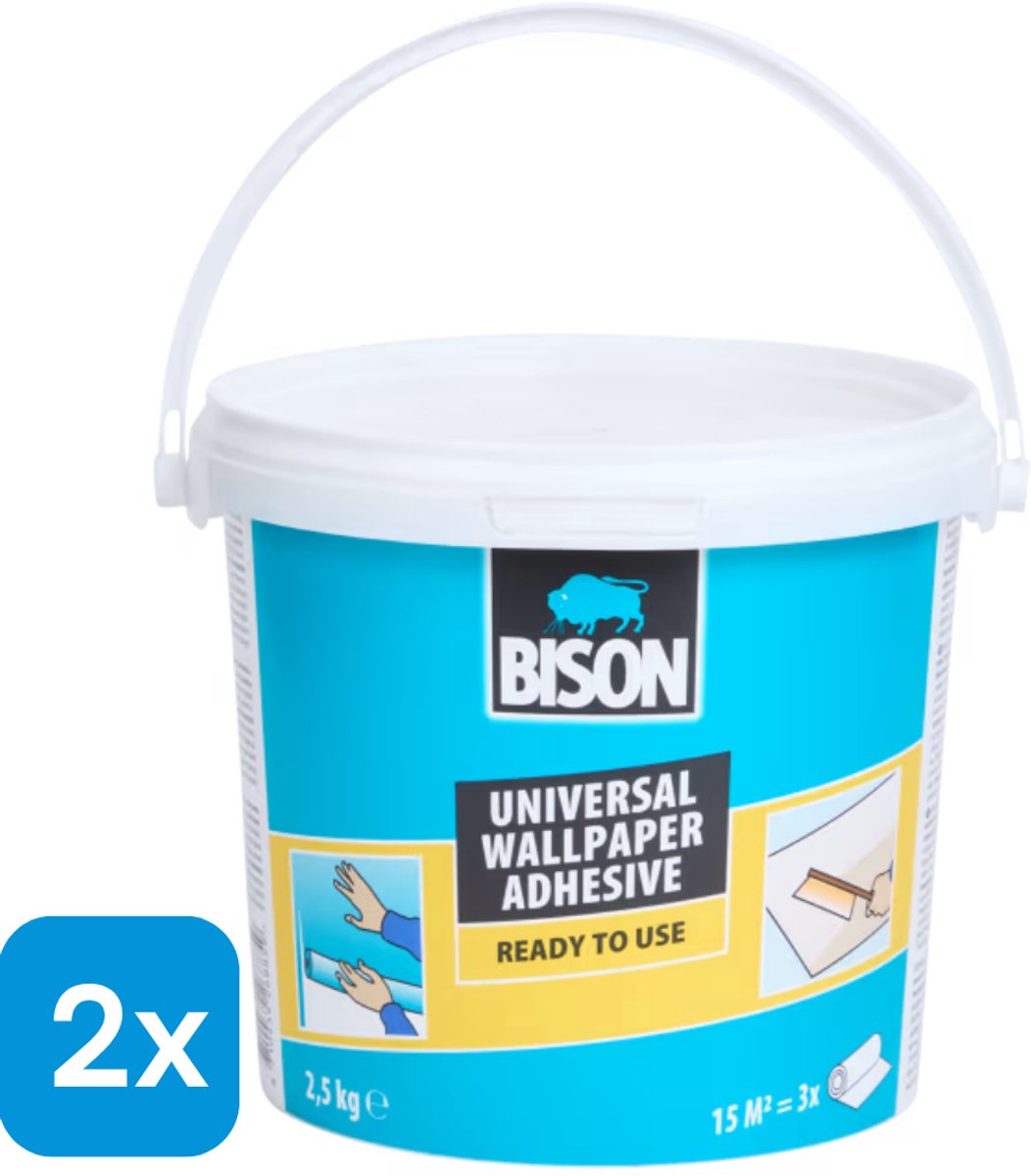 2 x 2.5 kgBison behanglijm - Inhoud voor 30m² totaal 6 rollen behang - Behanglijm