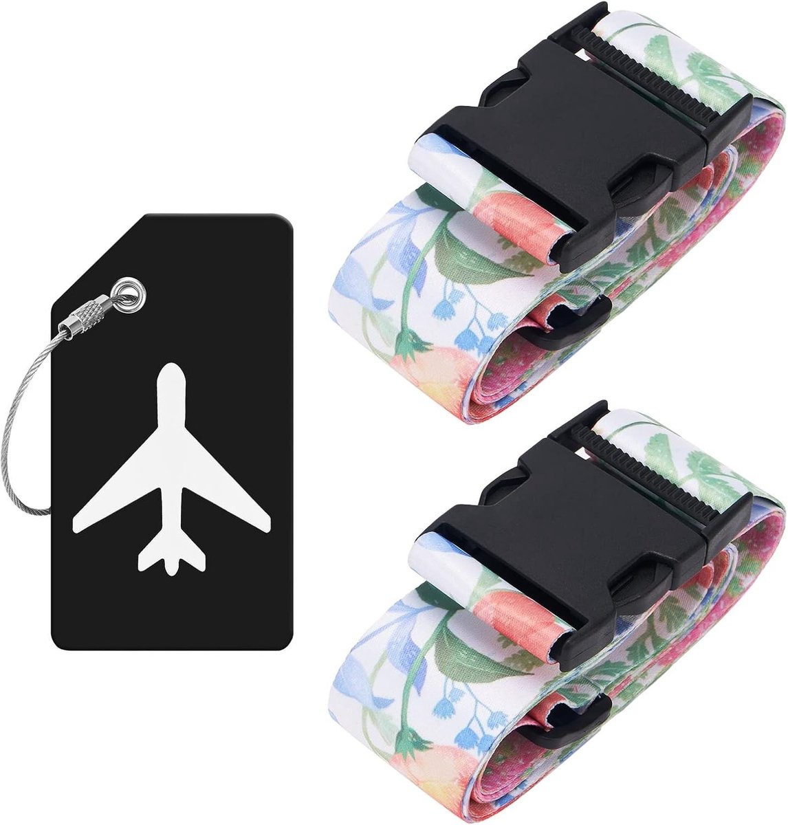 Verstelbare Kofferspanner Set van 2, Duurzame Kofferspanners, Luggage Straps voor Veilig Reizen en Gemakkelijk Inpakken met Snelle Ontgrendeling (Bloem)