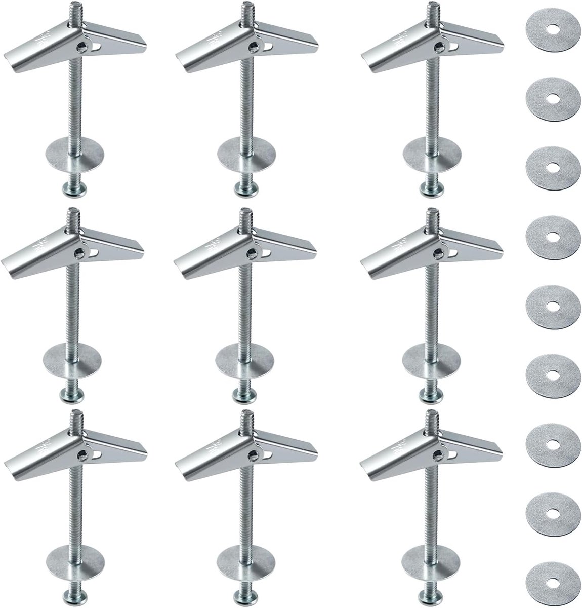 Sets 3/16 Inch Spring Toggle Fixings, Wing Spring Toggle Bolt, Toggle Bolt en Wing Nut Assortiment Kit, met Ringen, voor Gipsplaat, Spouwmuur, Vezelplaat