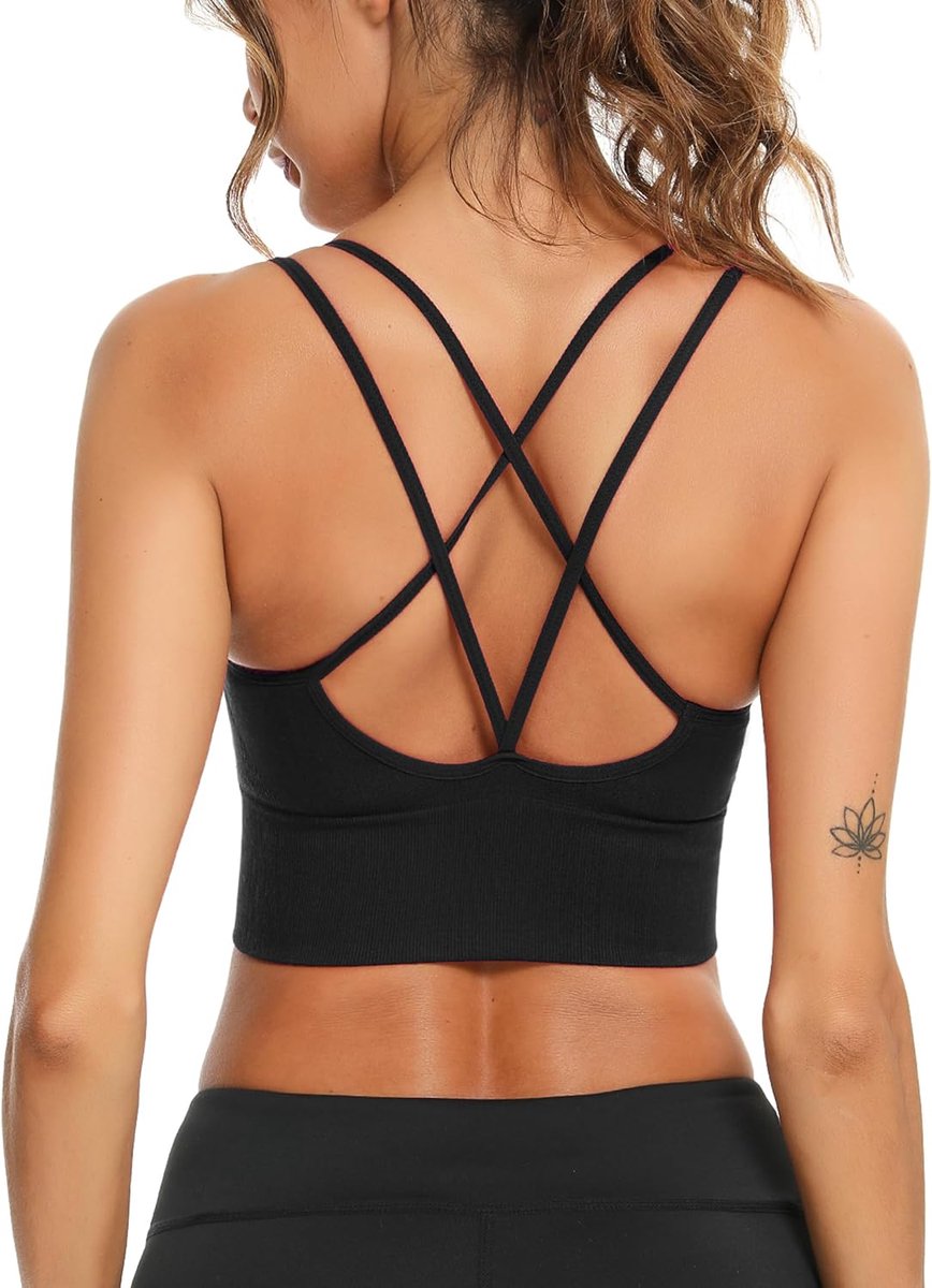 sportbeha voor dames gevoerde beha Geen stalen ring met kruis terug ontwerp push-up bh sportbeha top voor yoga fitness