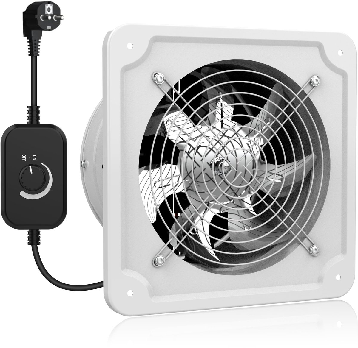 SnelShoppen - 200 mm Regelbare Afvoerventilator, Stil Badkamerventilator, 986 m³/u Industriële Wandventilator met Terugloopklep voor Badkamer, Keuken,