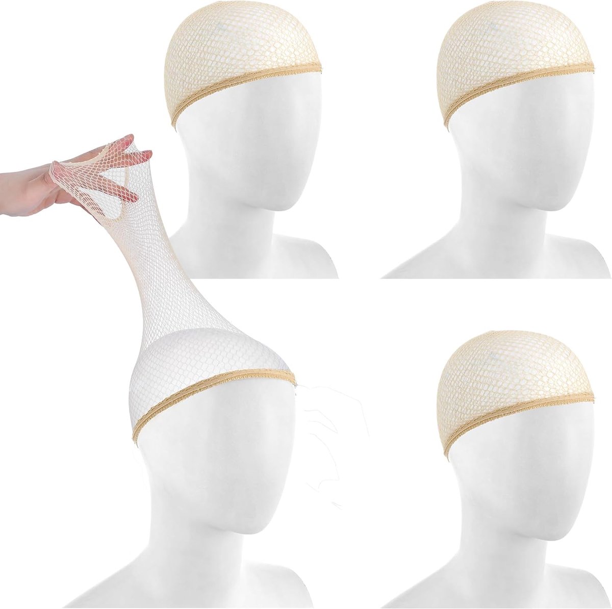 Pruiken, mesh pruikkap, nylon haarnetje voor pruiken, beige pruikennetje, rekbare elastische ademende onderpruikkap, voor dagelijks gebruik, cosplay, feesten, gala-diners