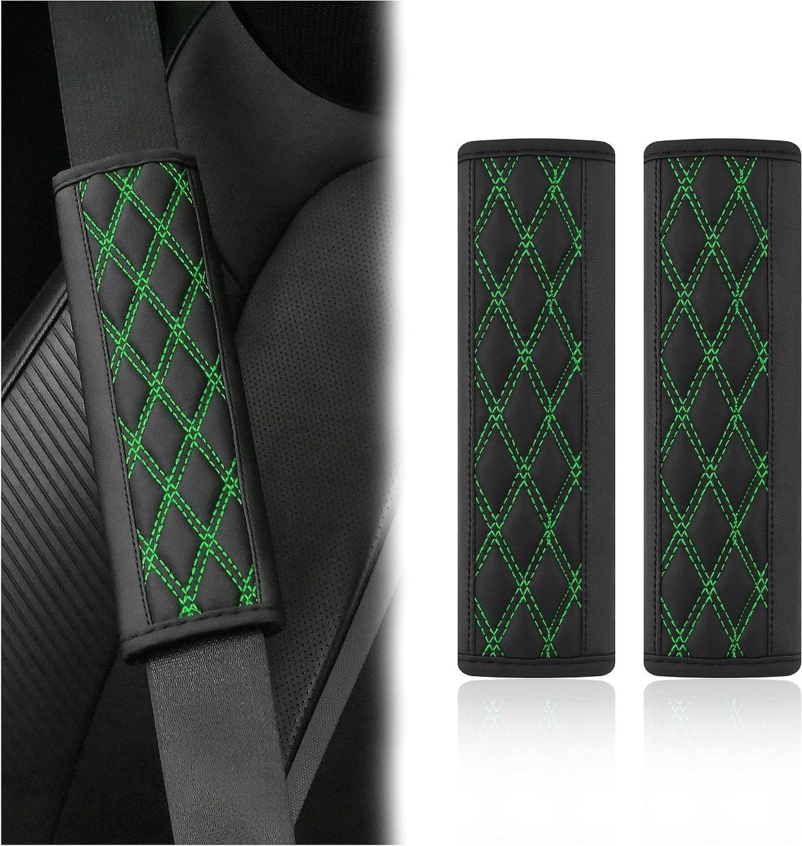 Gordelhoezen - Veiligheidsgordel Pads - Comfortabel Rijden - Zacht Leer - 2 stuks - Zwart