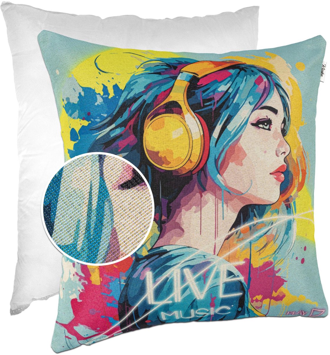 ANRO Music Sierkussen 40x40 cm - Gobelin - Inclusief vulling Multicolor