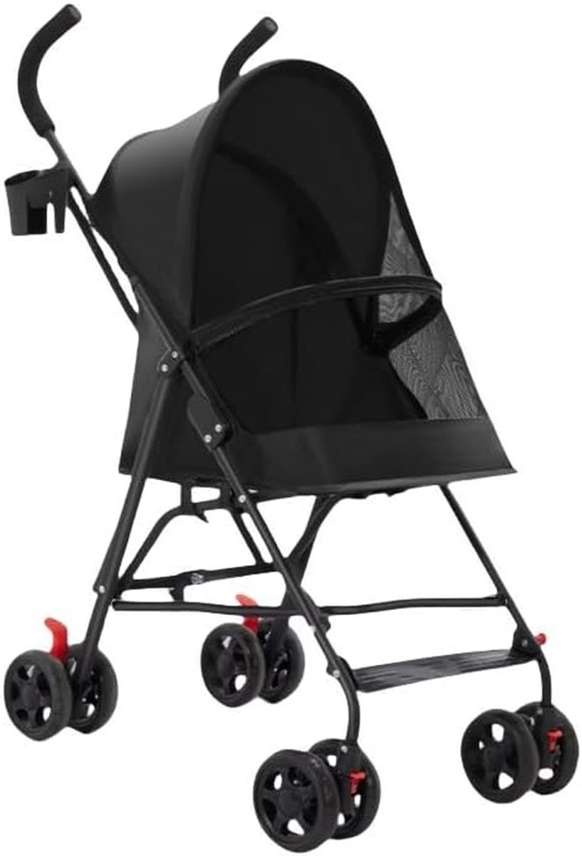 Huisdier Kinderwagen - Reisbuggy Hond Kat - Comfortabel Reizen - Opvouwbaar Ontwerp - 97 x 45 x 55 cm - Zwart