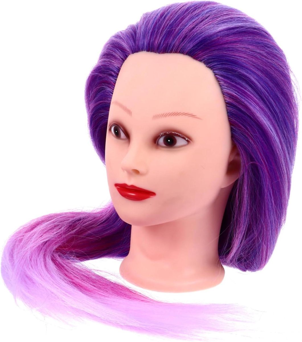 Oefenhoofd Haar - Kappershoofd Pruik - Haarstyling Oefenen - Hittebestendig Zijde Haar - 30 x 20 x 15 cm - Bruin