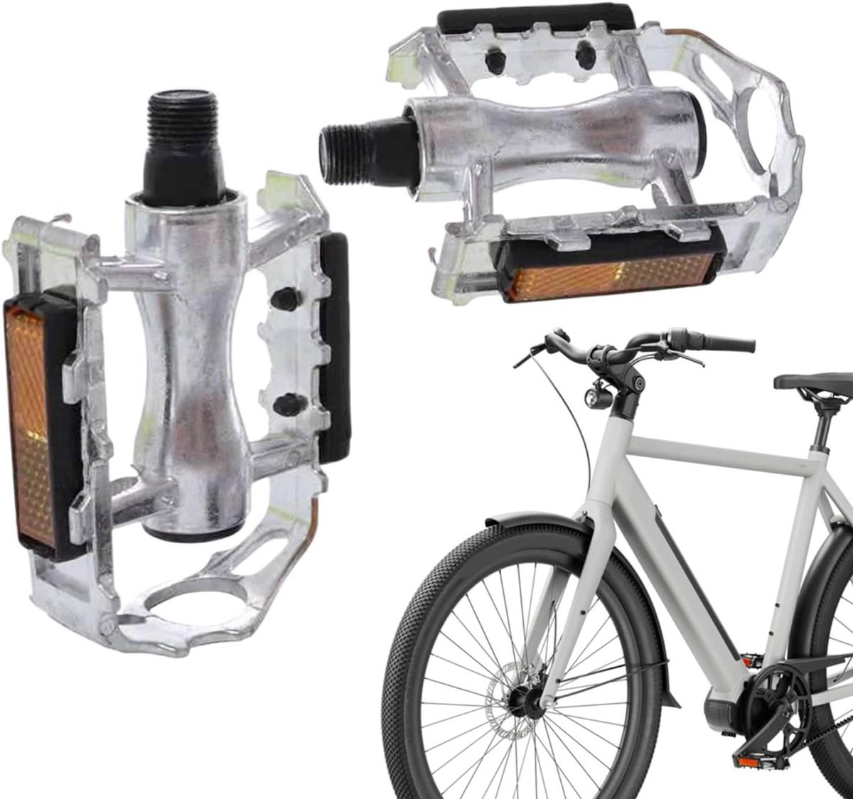 Mountainbike Pedalen - Fiets Trappers - Comfortabel Fietsen - Verstelbare Crankafstand - Universele Pasvorm - Zilver