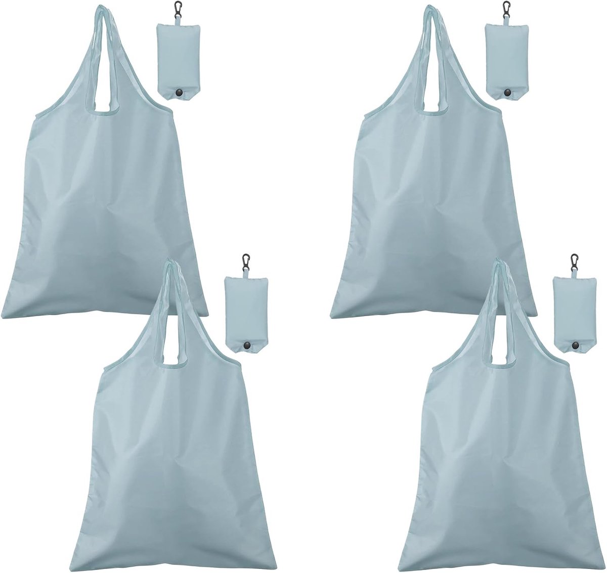 4 stuks opvouwbare reistas met handgrepen lichtgewicht polyester stof herbruikbare boodschappentassen wasbare boodschappentas voor mannen grijs