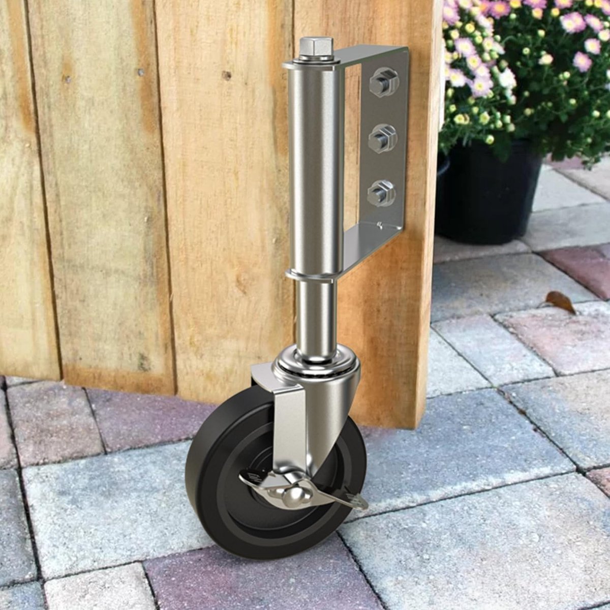 Torenrol, 100 mm met veerbelasting, wiel met robuuste vering, perfect voor houten deuren, hekken en tuinpoorten, hekken en tuinpoorten, zware wielen, draaibare poortrol, belastbaarheid 100 kg