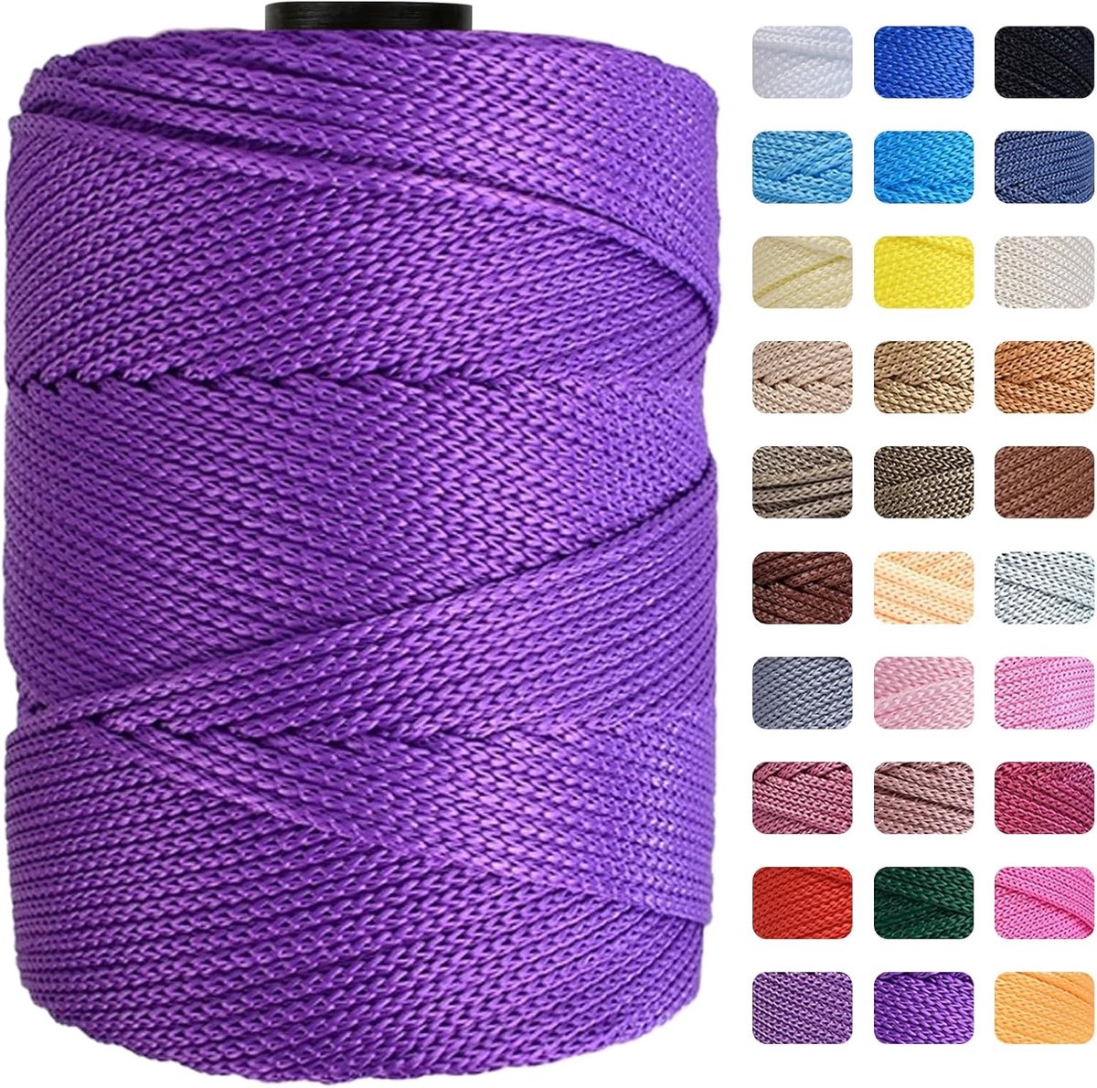 Garen, 4 mm x 200 m, premium polyester macramé, koord, polypropyleen garen voor handwerk, woondecoraties, tafelborden, schoudertas, handtas, runner fopspeenketting, 31 kleuren