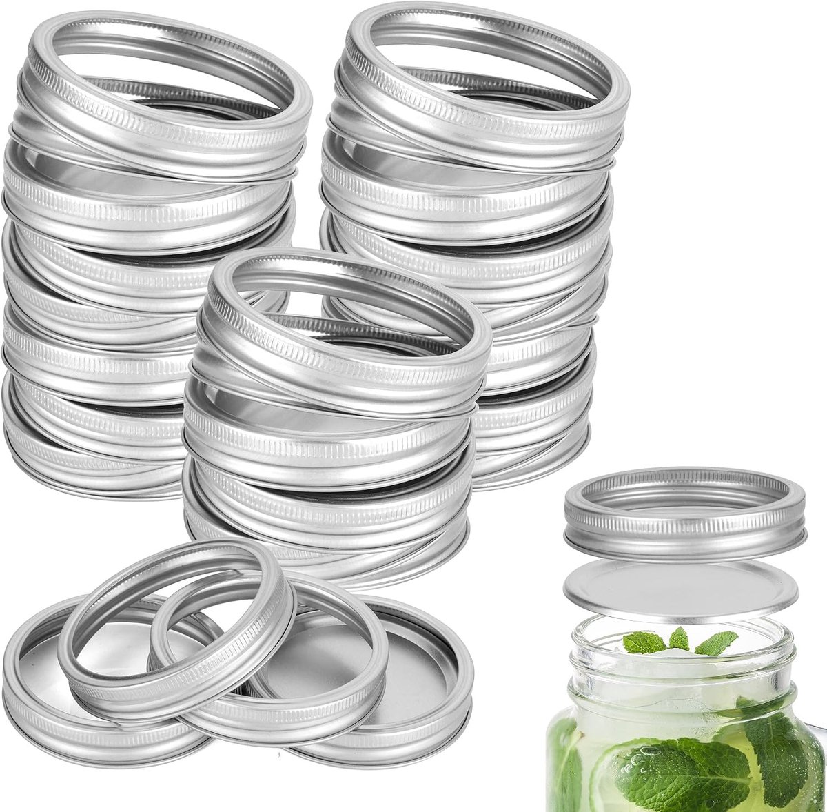 36 sets 86 mm Mason Jar deksel, vervangende deksel voor pot met brede mond, schroefdop afdichtingsdeksels voor inmaakpot