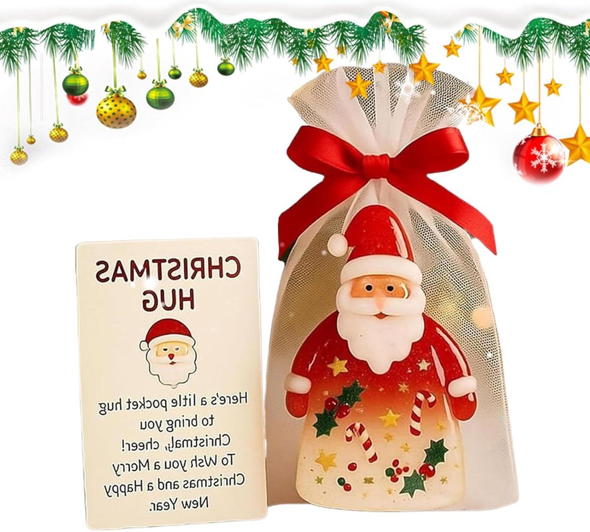 Zakkaart Kerst - Knuffel Kaart - Feestelijke Groeten - Duurzaam Feestaandenken - 1 Aantal - Enkel kenmerk