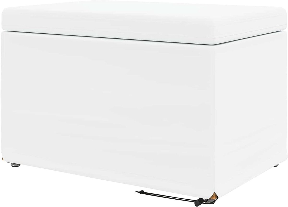 Gestoffeerde Kruk - Voetenbankje Poef - Ontspannen Zitten - Stabiele Constructie - 61 x 41 x 40 cm - Wit
