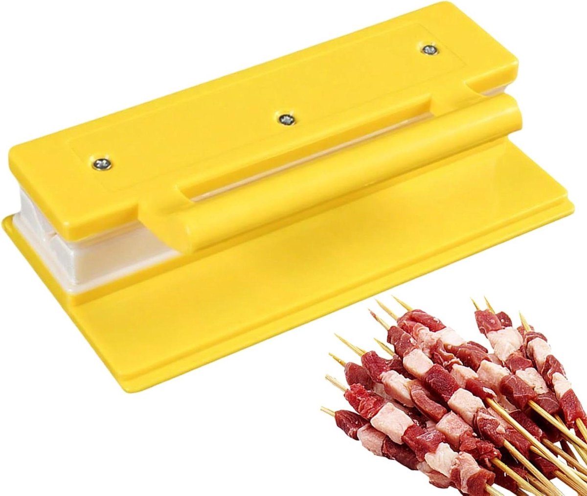 Satéprikker Machine - Kebab Spiesen Mal - Vlees Vormen - Anti-Verschuiving Ontwerp - 19.5 cm - Geel