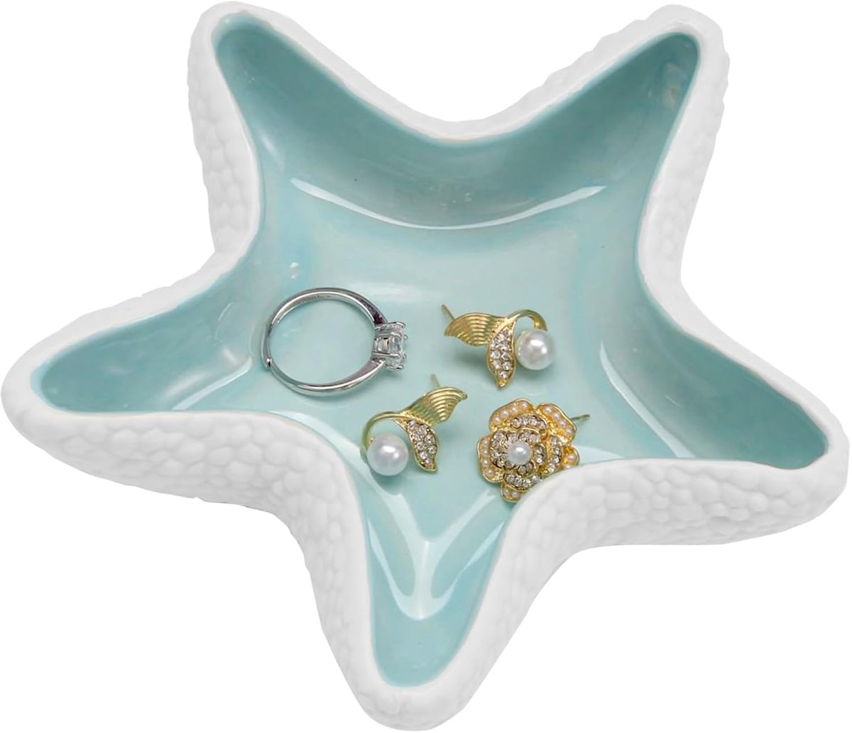 Sieraden schaaltje - Sieradenschaaltje – Keramieken Sieradentray – Decoratief Juwelenschaaltje met Ringhouder voor Ringen - Oorbellen en Kettingen