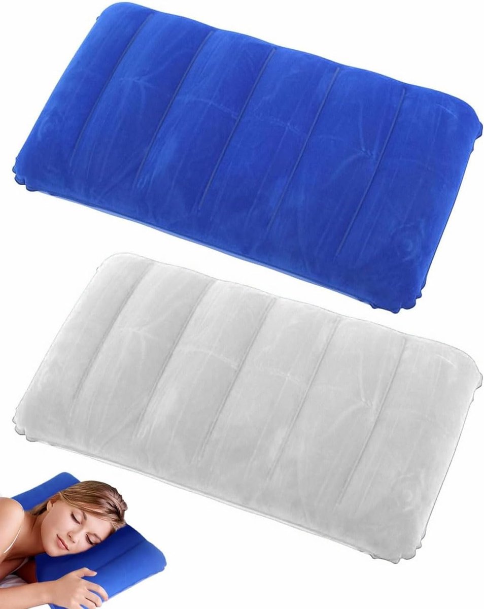 kussen 2 stuks Camping Reisekussen Luftkussen Kopkussen Velour Kussen Comfortables Reisekussen für Auto für Camping und Reisen uit zacht materiaal