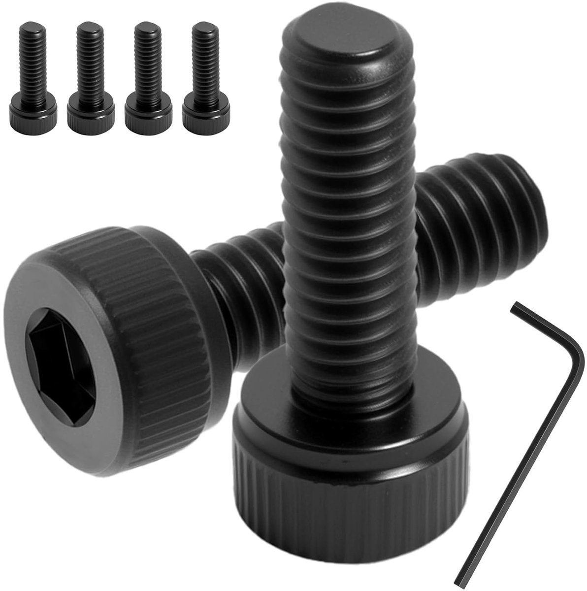 120 stuks M4 schroevenset, M4 x 14 mm cilinderschroeven met binnenzeskantschroeven, cilinderkopschroeven, volledige schroefdraad, zwarte inbusschroeven, met sleutel
