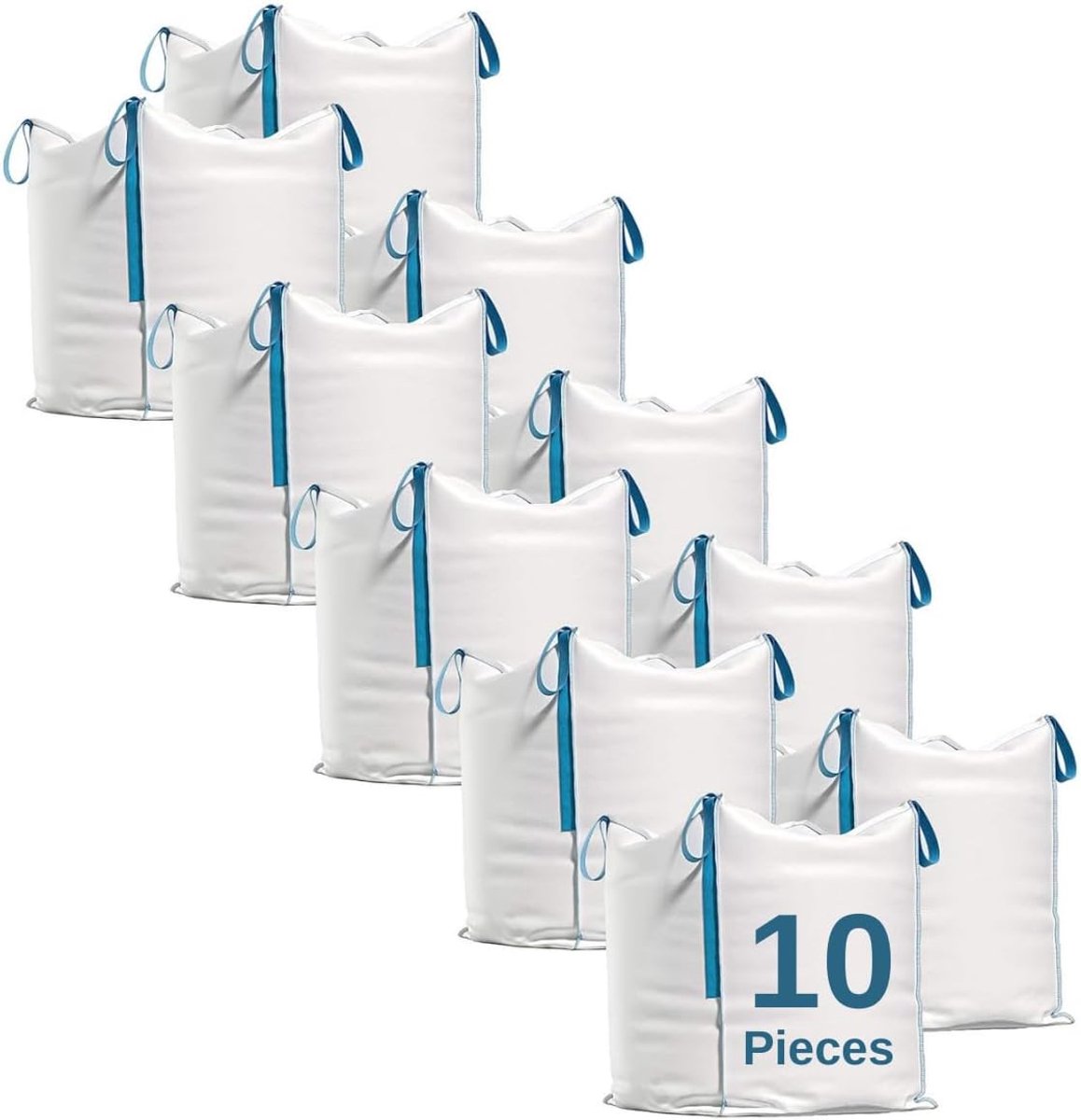 Bag transporttas, 90 x 90 x 90 cm, capaciteit 1000 kg, geweven polypropyleen zak met 4 hefgrepen, voor puin, hout, zand, tuinafval (10)