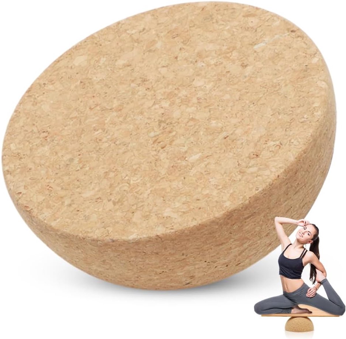 Balance Board halve bol, 15 cm kurk, balanstrainer, duurzame balanstrainer, anti-slip design voor balansboard/revalidatie-apparaten, fitness, yoga, pilates, hulpmiddel