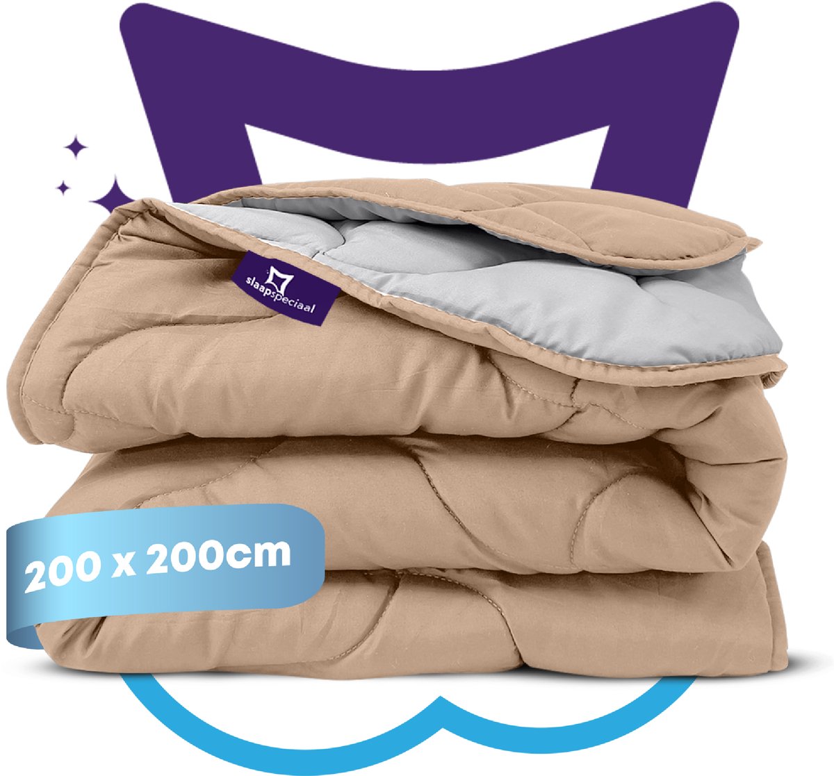 Slaapspeciaal Zomerdekbed - eazydekbed ® Series Taupe/Grijs - Dekbed zonder overtrek | 200x200 cm - Hoesloos dekbed - Bedrukt dekbed zonder overtrek - Dekbed in kleur - Gekleurd dekbed - Tweepersoons Dekbed