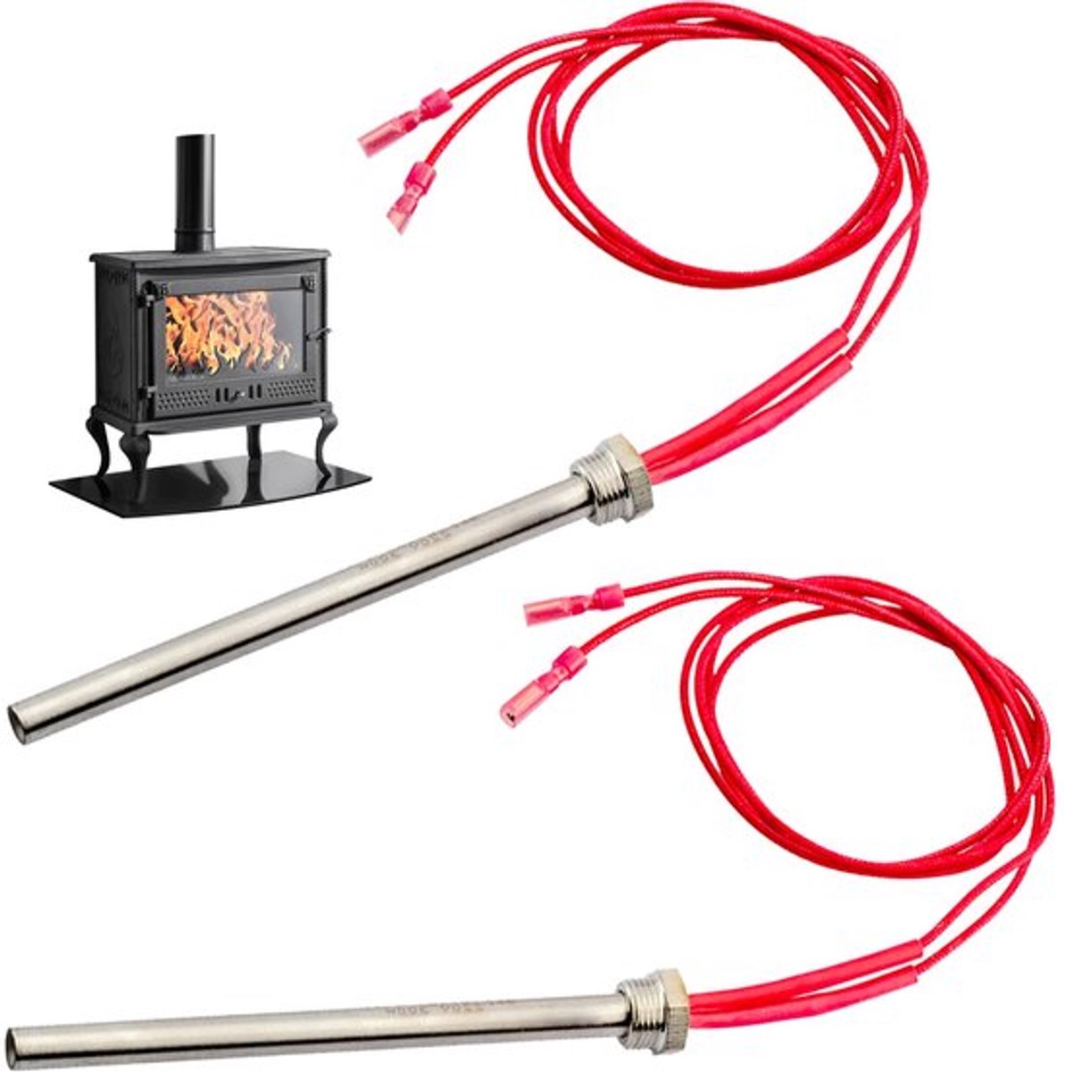 2 stuks 220V 350W Pelletkachel vonkplug ontstekingsstaaf voor pelletkachel, 170 x 10 mm roestvrij staal, openhaard ontstekingsstaaf, houtpelletkachel, ontstekingsstaaf, pellets,
