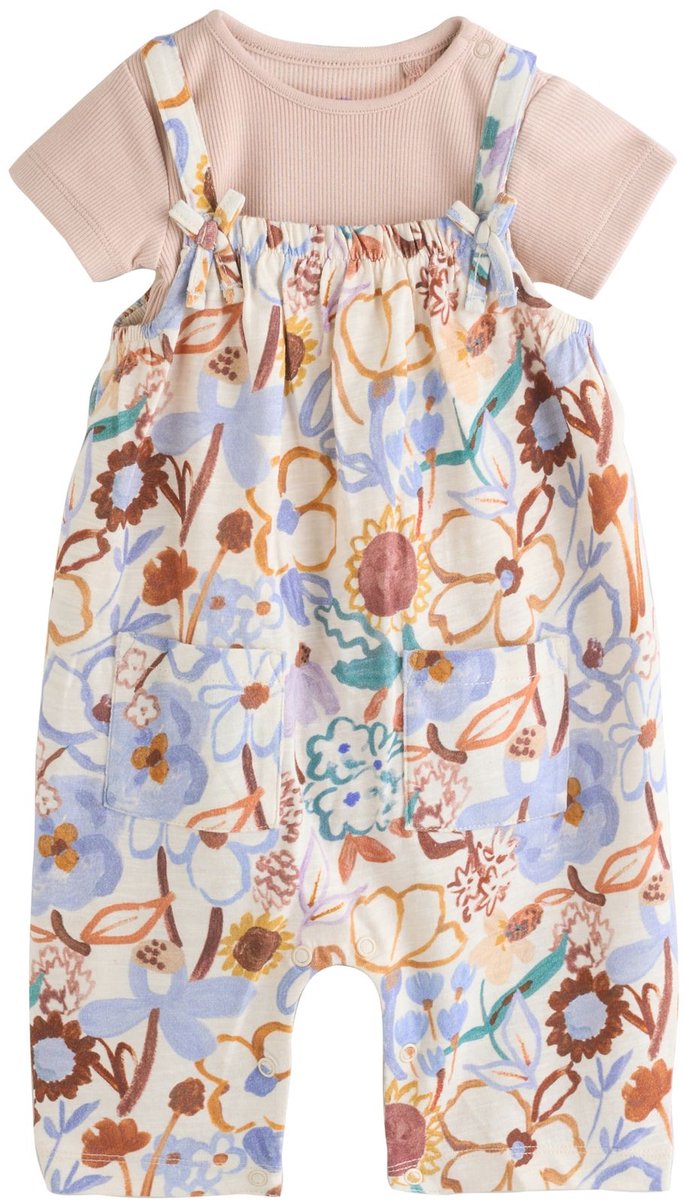 Next - Meisjes - 2-delige set voor baby's van jersey tuinbroek en rompertje - Paars