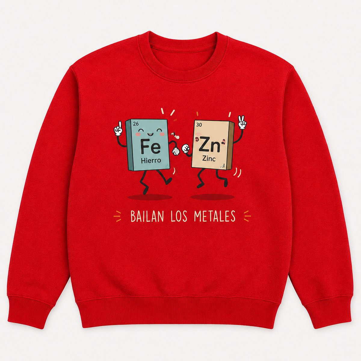 Trendy Sweater met Fe en Zn - Creatieve Casual Stijl voor Volwassenen - Rood - XL