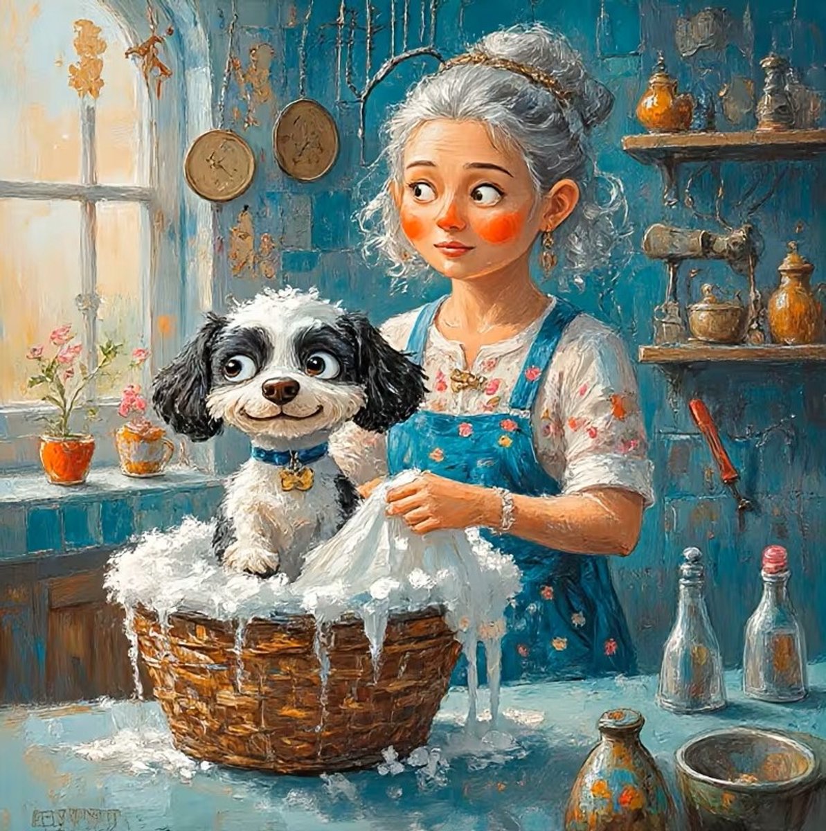 20x20cm Diamond painting gewassen hond 814
