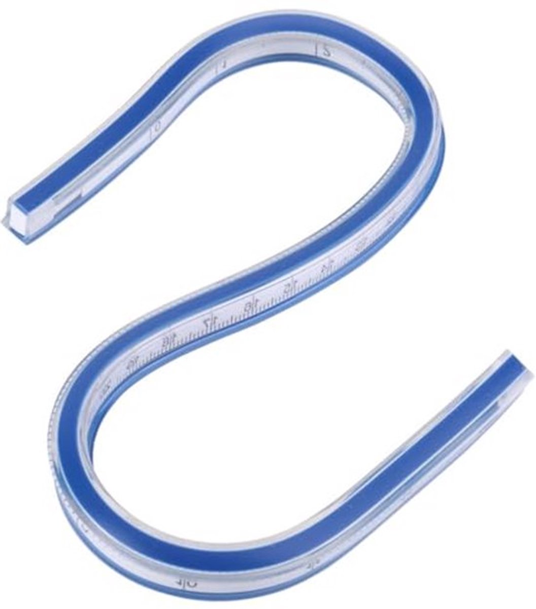 1 Stuks 30Cm Flexibele Curve Heerser Plastic Dubbelzijdige Heerser voor Engineering Tekening Ontwerp Opstellen Grafische Schilderen
