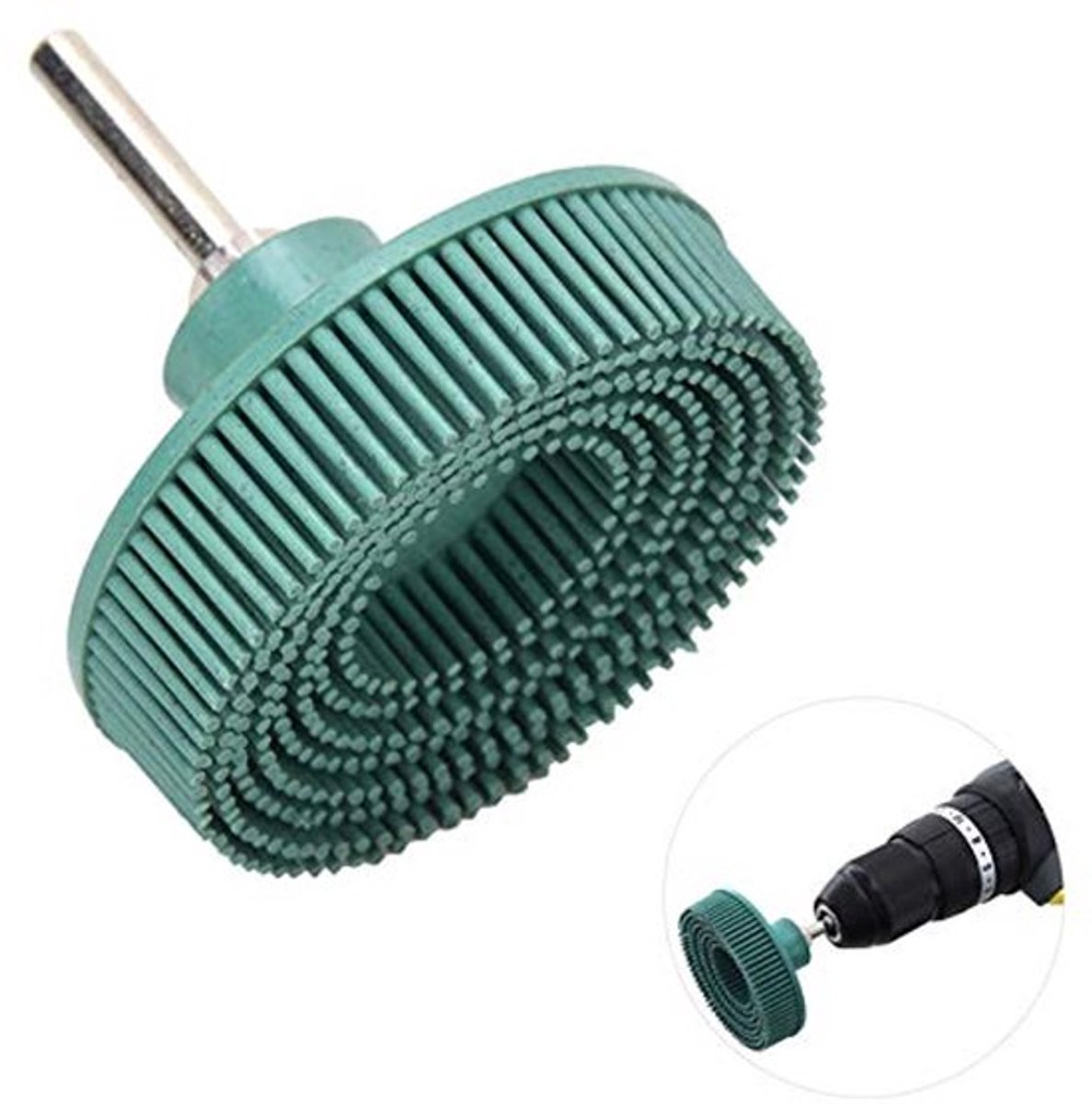 Brush Disc 3 Inch - Rubber Schuurborstel - Voor het Verwijderen van Roest - Groen